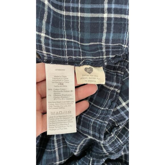 Madewell L Ruffle Trimmed Midi Dress Womens Peasant Blue Plaid Gauze Boho - Picture 8 of 10